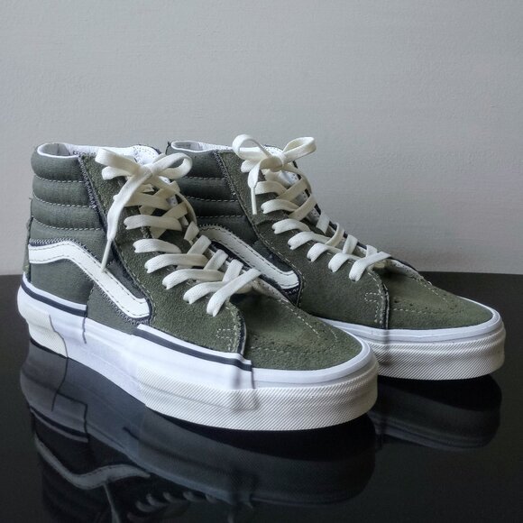 Vans Men's Sk8-Hi Reconstruct Suede / Canvas Sneaker in Fantastic Olive Camo - Picture 2 of 15